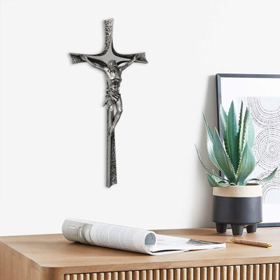 Wall Cross, 12 Inch Color Durable Resin Wall Crucifix Modern Home Decor,Silver