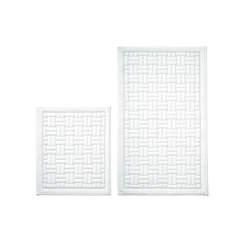 Ensemble de tapis de bain en coton de qualité supérieure (2 pièces), couleur crème, 19,7 po x 23,6 po et 23,6 po x 39,4 po | 100% coton, hauteur des poils de 0,2 po, antidérapant | Lavable à la machine pour un entretien facile, doux et absorbant