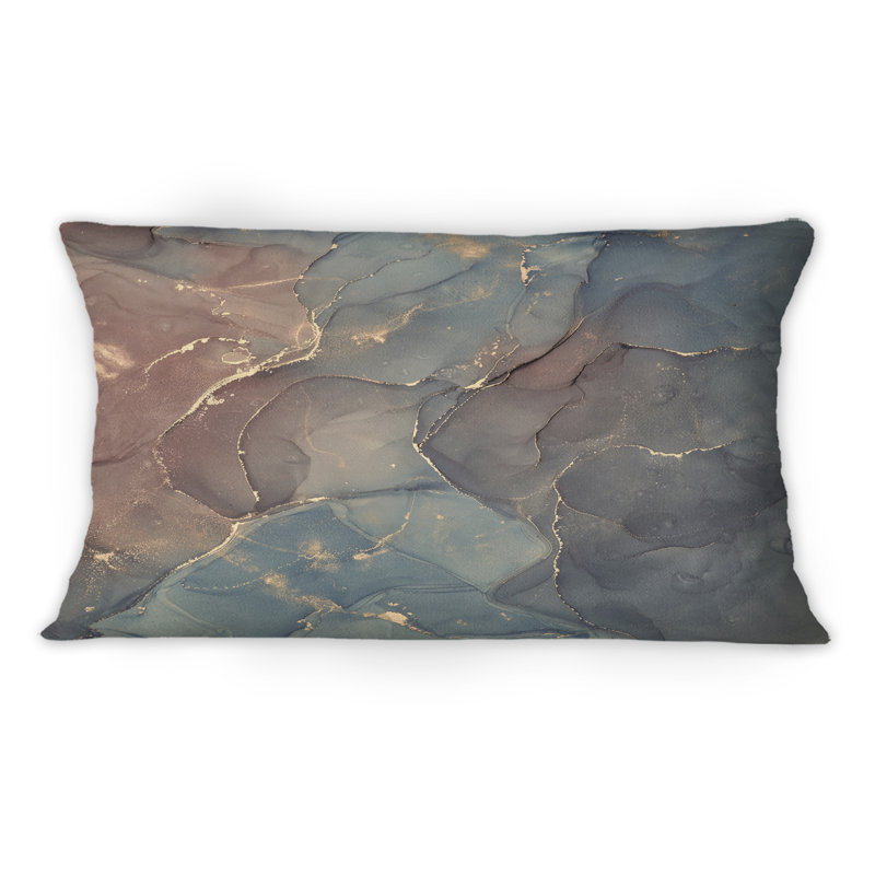 Gris et brun, art abstrait en marbre - Coussin décoratif imprimé moderne 1