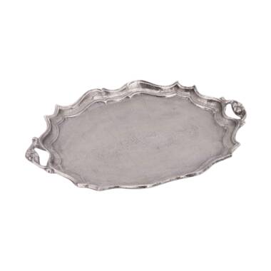 Queen Anne - Oval Tray with Handles - Silver Plated Metal - 45x25.5cm