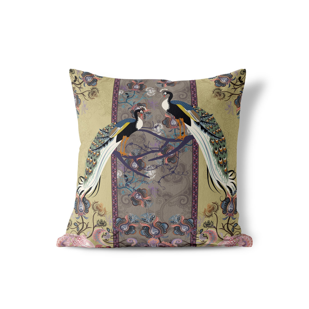 Enchanted Peacock Indoor / Outdoor Floral Square Cushion With Filling