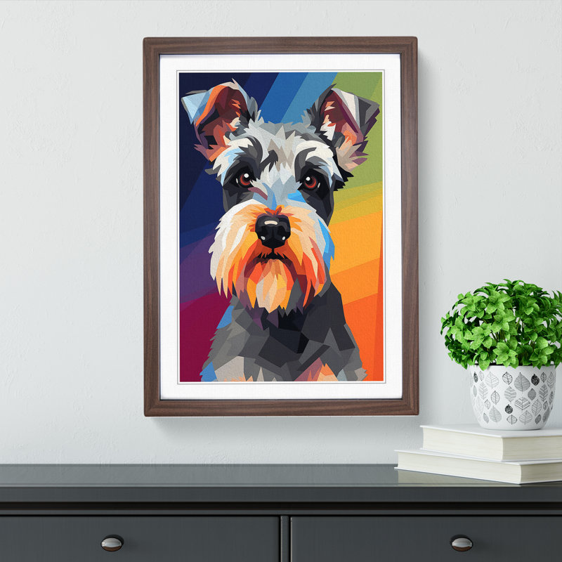 Schnauzer Minimalism Art - Framed Print, Walnut Framed, 46cm H x 34cm W x 2cm D