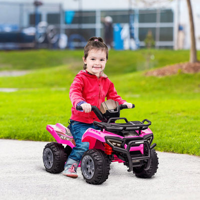 Aosom Kids, véhicule tout-terrain à quatre roues pour véhicule tout-terrain, quad électrique et alimenté par batterie 6V avec chants pour 18 à 36 mois, rose