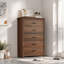 Ensemble de chambre à coucher 4 pièces, lit en bois avec tête de rangement et station de charge, 2 tables de chevet avec 2 tiroirs, 1 commode avec 5 tiroirs-556674500