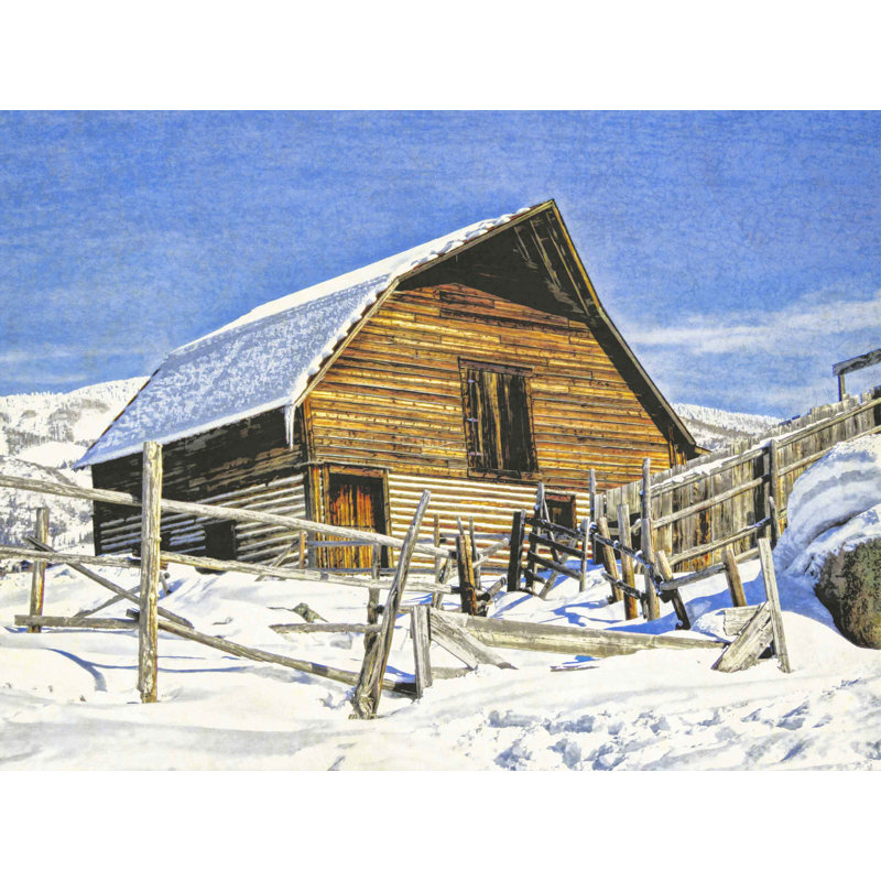 «Snow Plateed Steamboat Barn» par Graffitee Studios, impression sur toile tendue