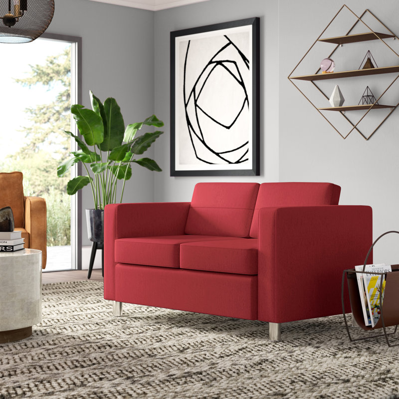 Desantiago 51.5'' Faux Leather Loveseat, Lipstick Faux Leather