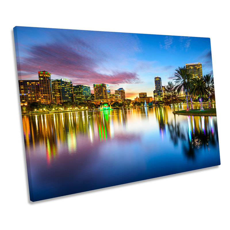 Florida Orlando Skyline City - Wrapped Canvas Print, 50.8cm H x 76.2cm W x 2cm D