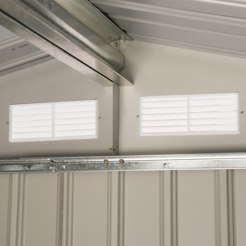 Remise de rangement verticale en acier galvanisé l 7 pi x P 4 pi, Gris/blanc