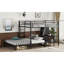 Structure de lit superposé avec garde-robe intégrée, lit superposé en métal avec bureau et chaises de rangement