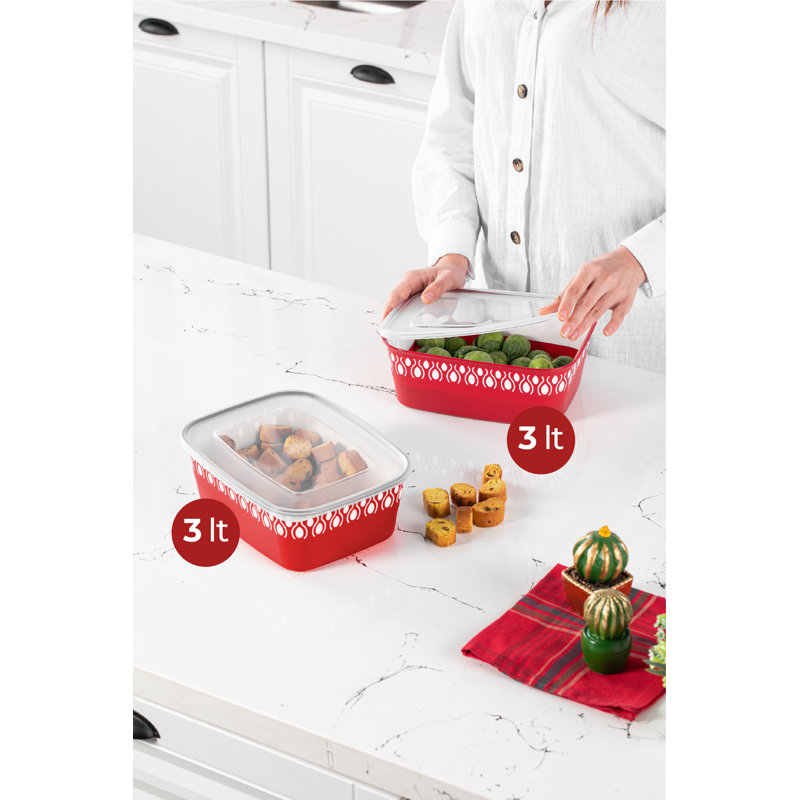 Ensemble de 2 contenants alimentaires, Rouge
