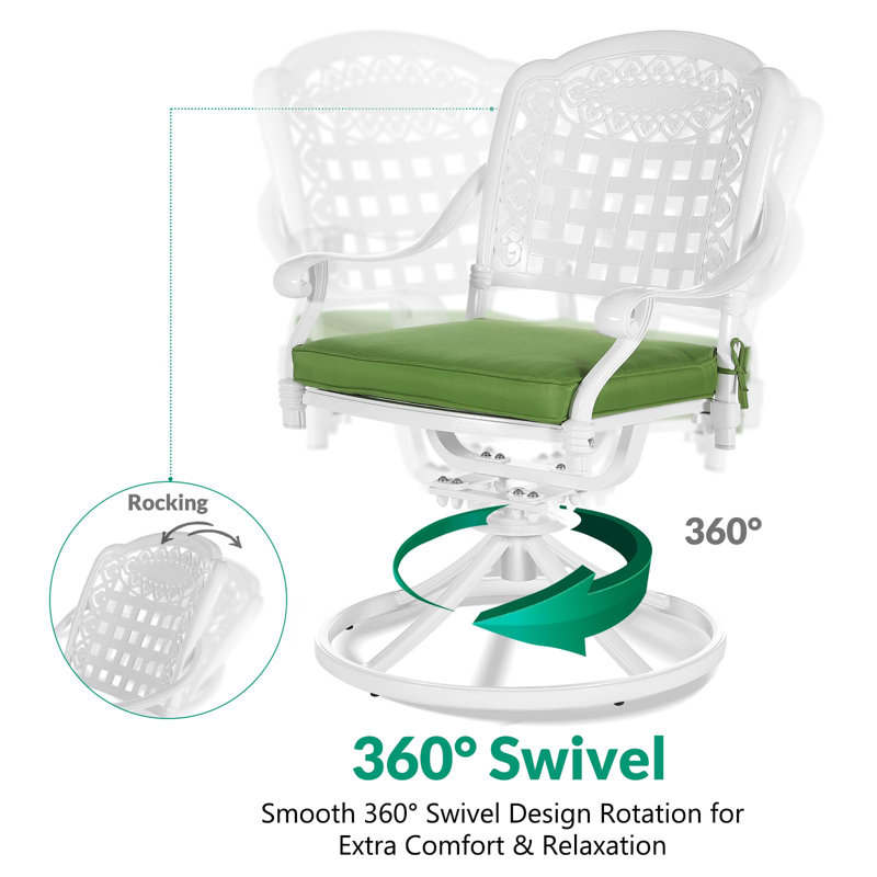 White and Green Cast Aluminum 9-Piece Outdoor Dining Set