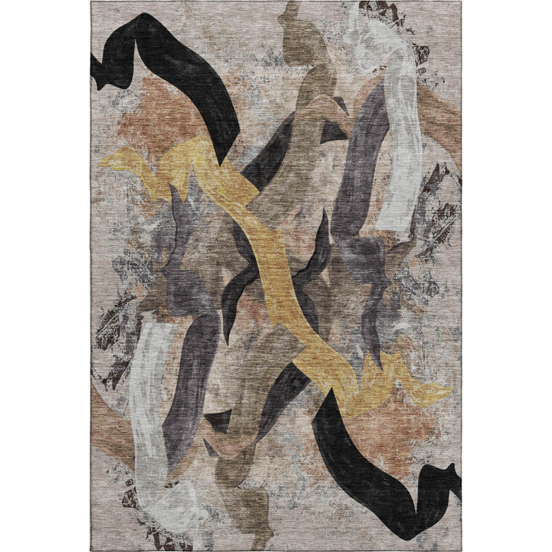 Premium Machine Washable Mayfield AMF2191 abstract Rug, 10' x 14', Taupe