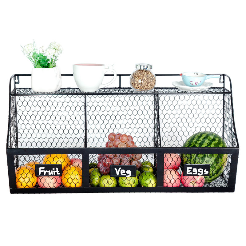 Panier de rangement à 3 fils en métal, produits, bacs de rangement, Brun