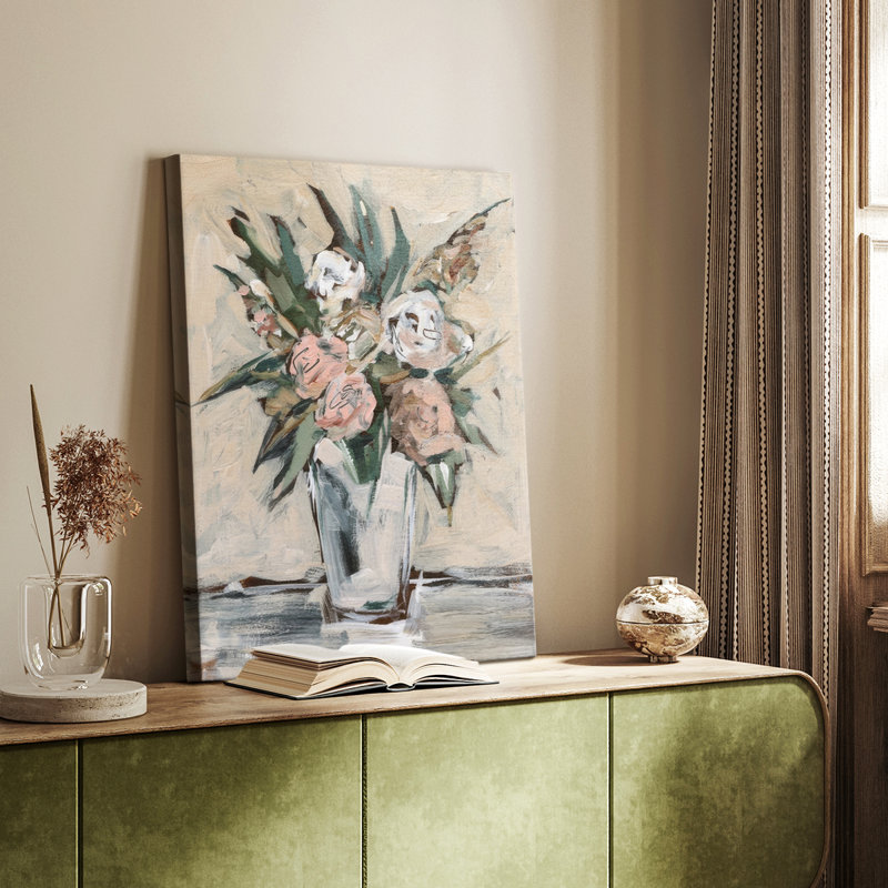 Arrangement neutre et pêche I - galerie Cavas sur mesure, H 27 po x l 18 po