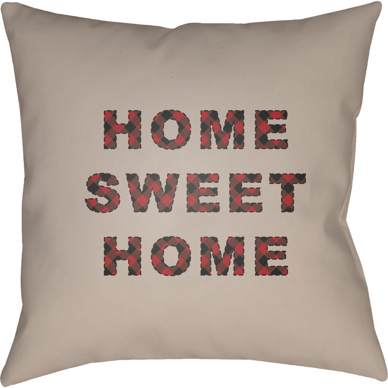 Outdoor Throw Pillow, 18" H x 18" W x 4" D, Red/Black/Neutral