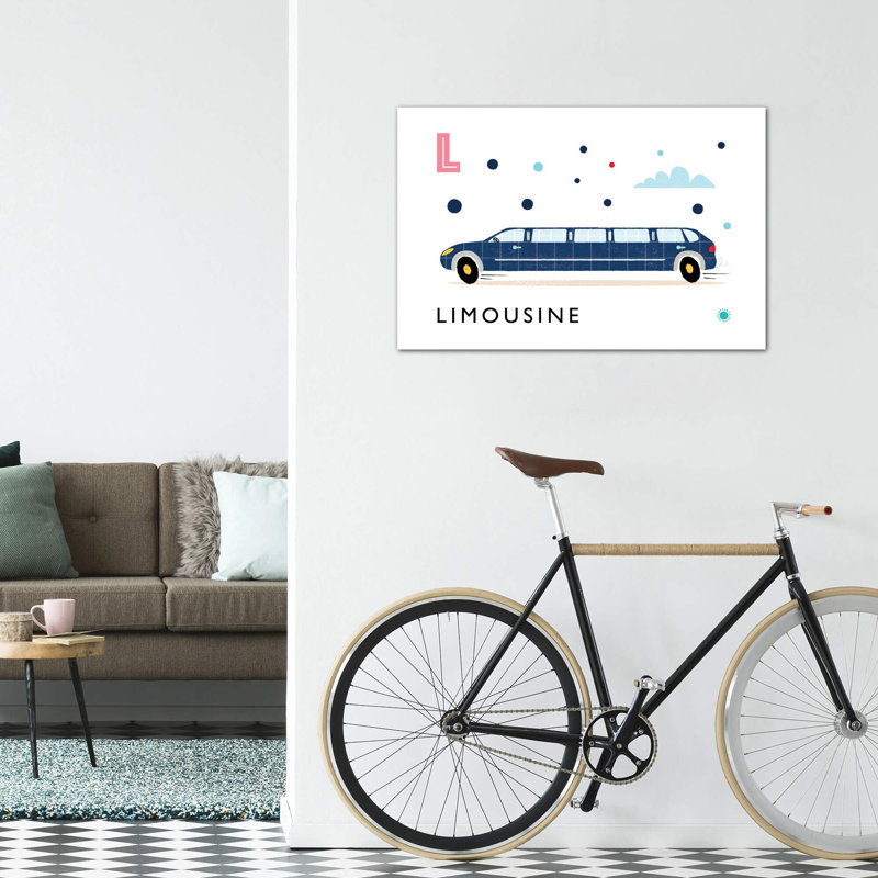 L Is for limousine - impression d'art graphique, H 26 po x l 40 po x 1,5 po, Toile tendue, Pas de tapis