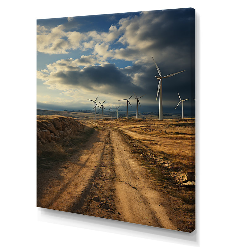 Éoliennes, minimalisme, paysage IV, Toile tendue, H 32 po x l 16 po x P 1 po