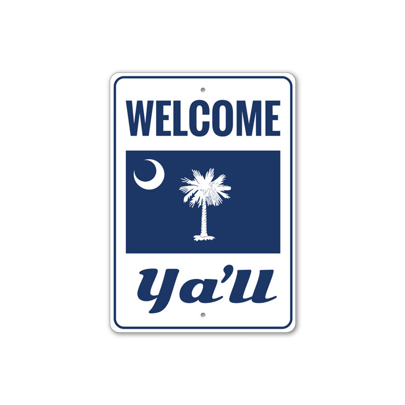 Panneau de bienvenue en aluminium South Carolina, H 14 po x l 10 po x P 0,04 po