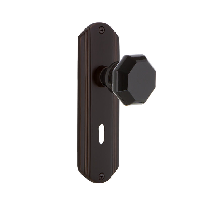 Assiette décorative avec trou de serrure décoratif et bouton de porte noir Waldorf, 2 3/4 po, Bronze intemporel