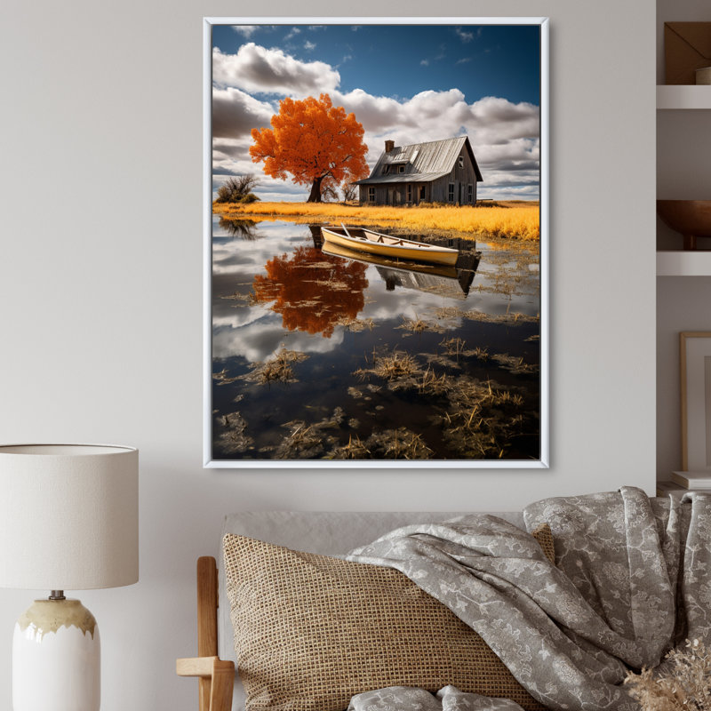 Loisanne maison de ferme réflexions, H 40 po x l 30 po x P 1,5 po, Blanc