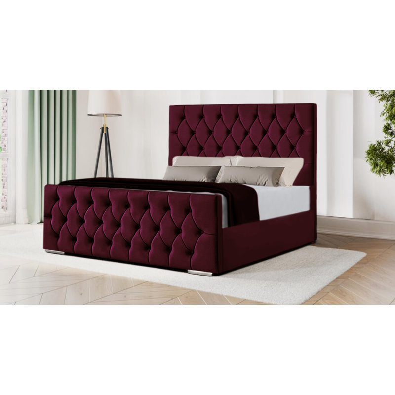 Avaleen Upholstered Bed, Burgundy, Super King (180 x 200 cm)