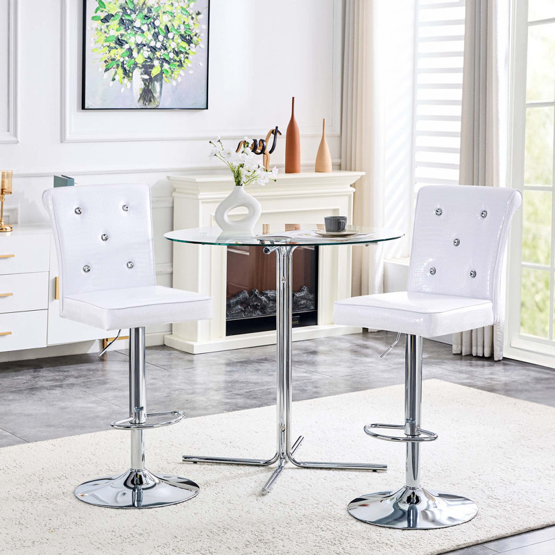Ensemble de table de bar avec tabourets réglables Modern, White