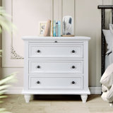 3-Drawer Storage Wood Cabinet, End Table with Pull out Tray