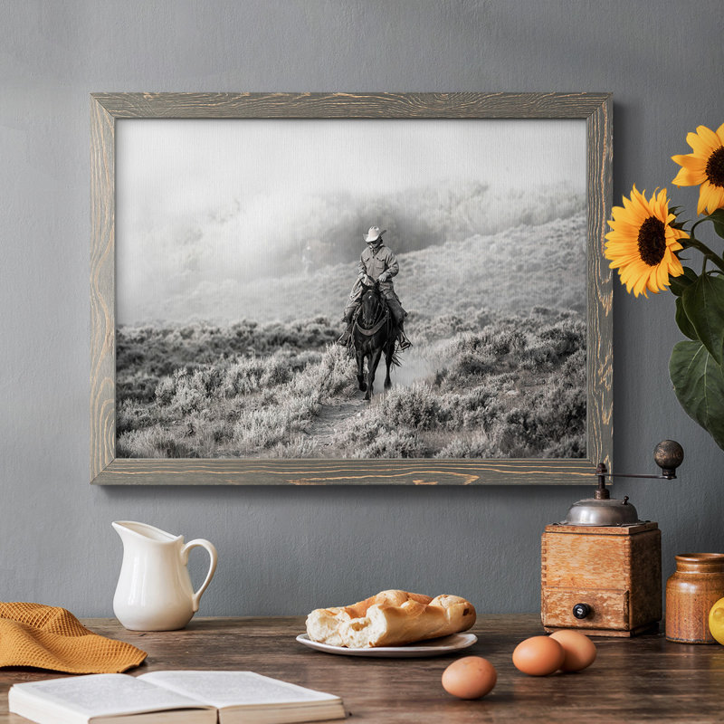 Cowboy, impression sur toile encadrée, H 28 po x l 42 po x P 1,5 po, Gris