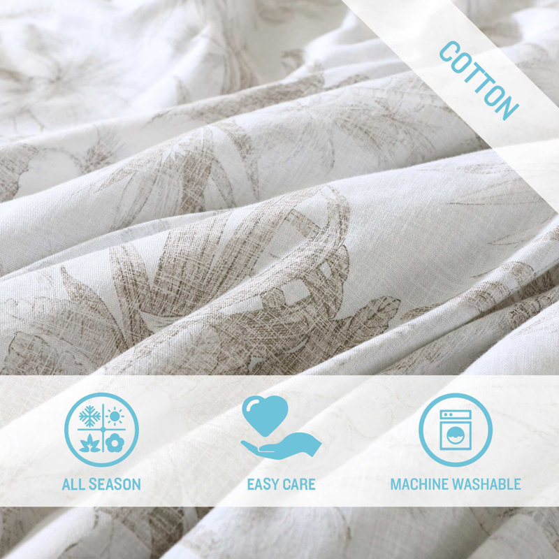 Tommy Bahama Beachway Blooms Cotton Reversible Comforter Set, Beige, Queen Comforter + 2 Standard Shams