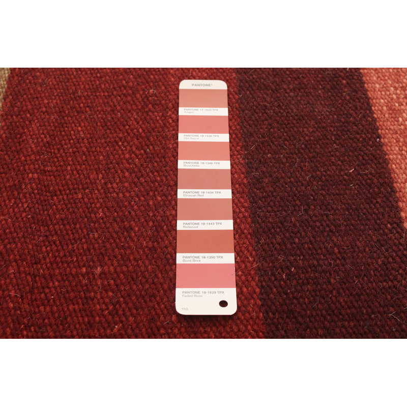 Tapis décoratif en laine noué à la main de conception unique noué à la main New Age 5 pi 3 po x 7 pi 10 po en rouge/brun/beige