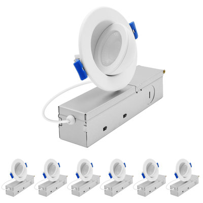 Ensemble de 2 po LUXRITE Luminaire à DEL flottant à cardan, rotation réglable à 360 ° et inclinaison à 90 °, 5CCT 2700K-5000K, CRI90, 7W, 600LM, à intensité variable, Paquet de 6