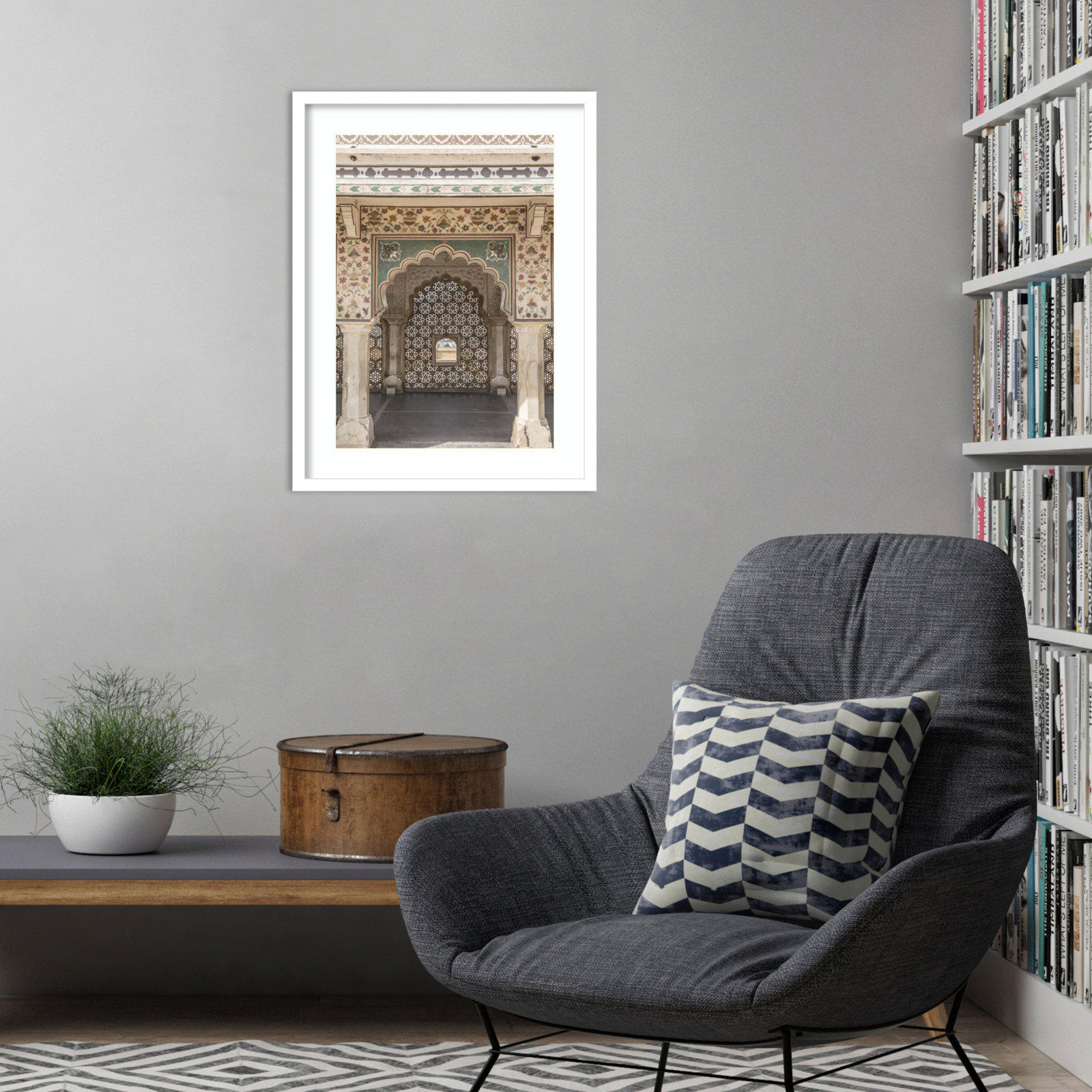 Daisey "Desert Palace" Print, White , 25" H x 19" W