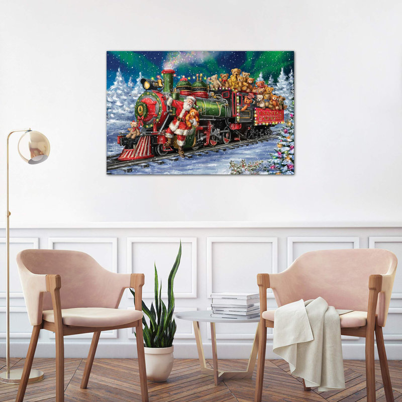 Santa Riding Train With Toy Bears by Marcello Corti - Wrapped Canvas Print, 152.5 cm H x 101.5 cm W