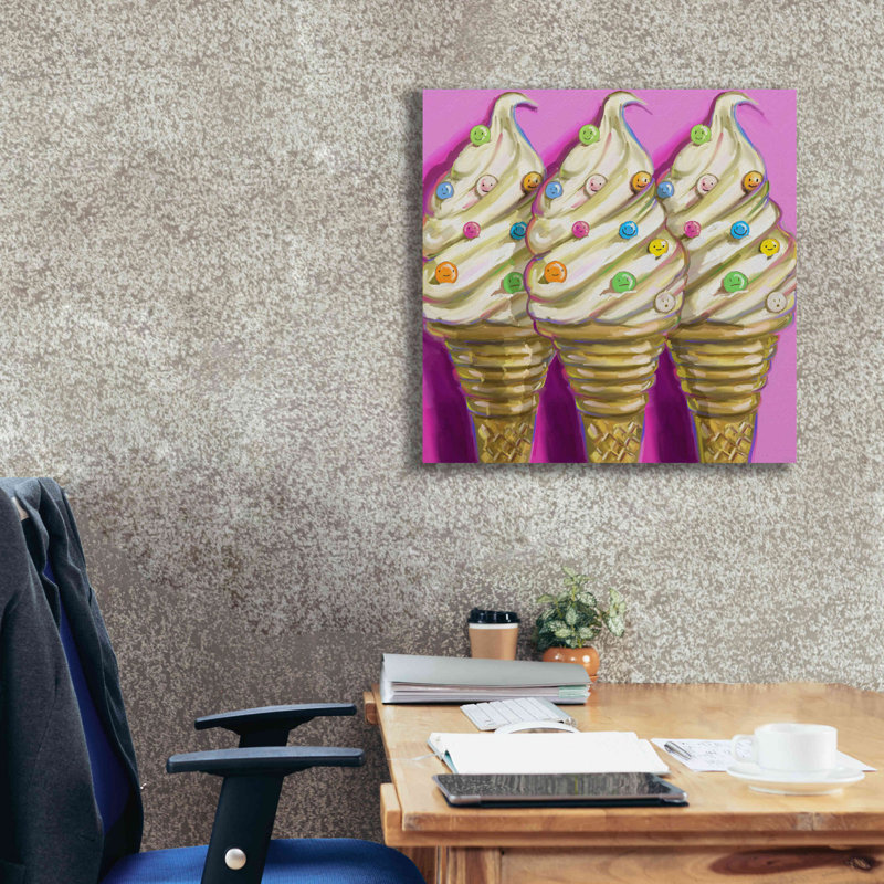 «Ice crème faces» par Howie Green, art mural sur toile, H 26 po x l 26 po x P 1,5 po
