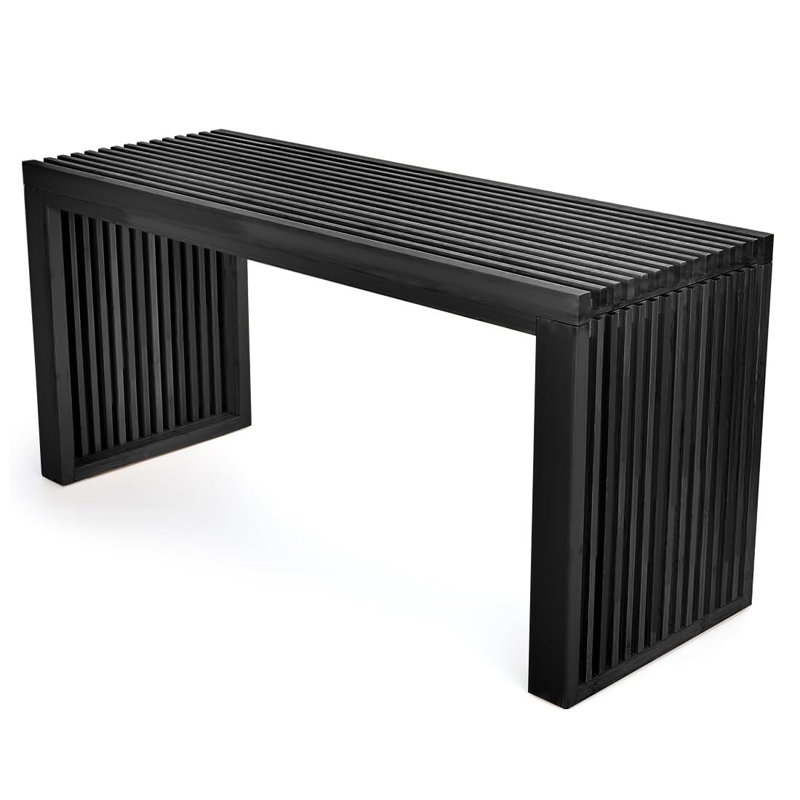 Bamboo Dining Bench, Farmhouse Decor Indoor Kitchen Table Bench(Black), Black