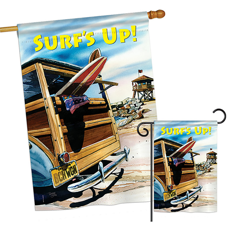 Ensemble de 2 faces pour jardin vertical en polyester à 2 côtés, "beach wagon" , un jeu d’été fun