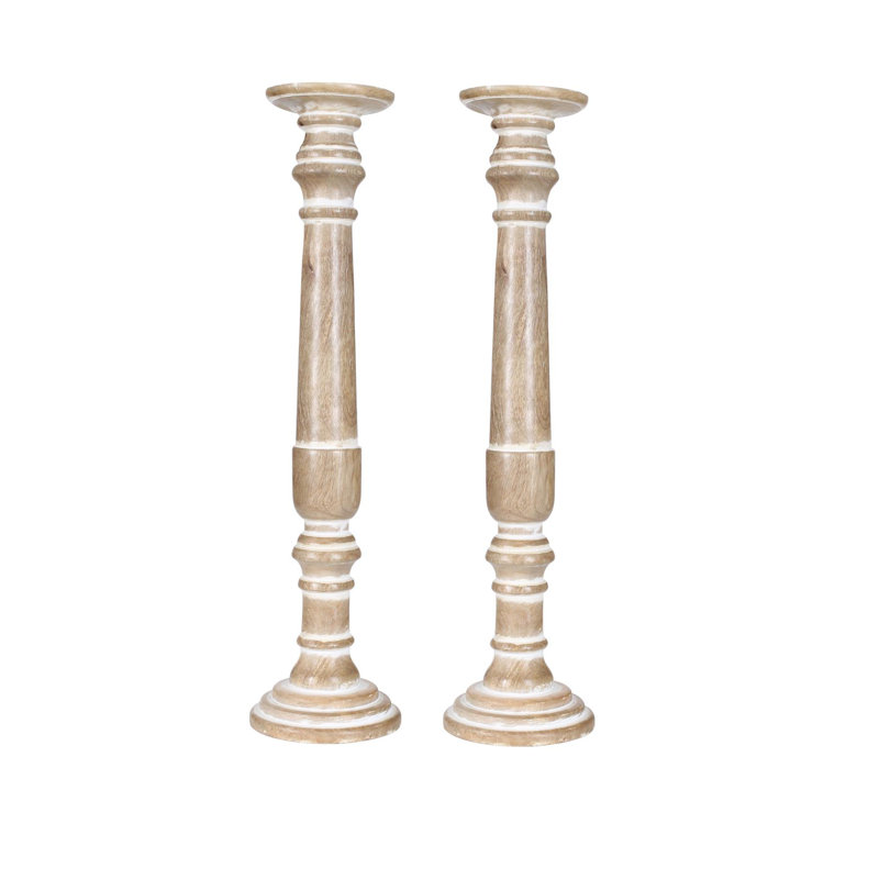 2 Piece Wood Pillar Set, 63cm H x 18cm W x 18cm D