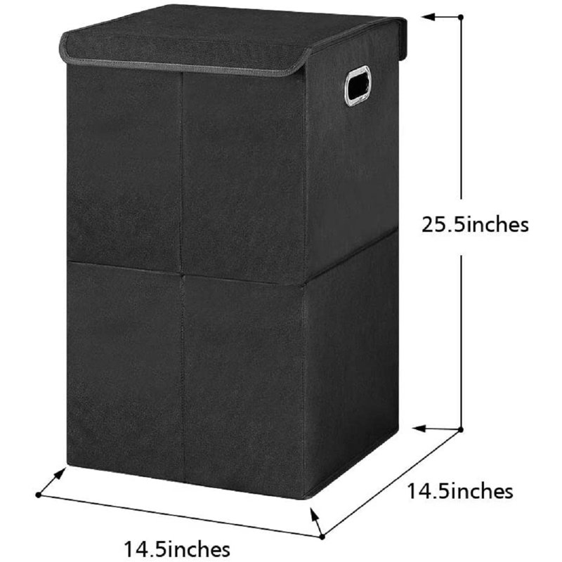 Nex Fabric Laundry Hamper with Handles, Black