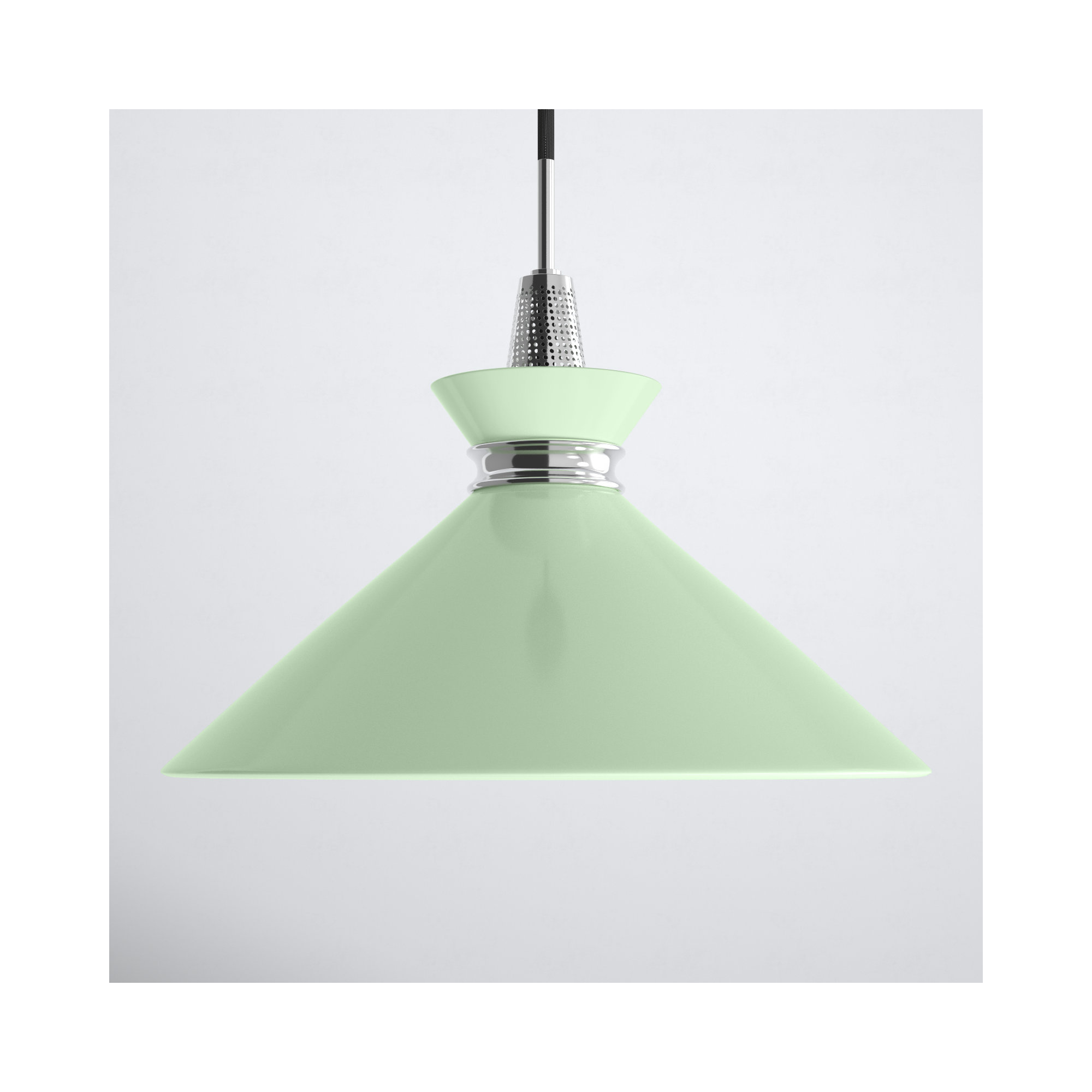 Corby Single Light Metal Pendant, Mint, Polished Nickel, 15.25" H x 18" W x 18" D