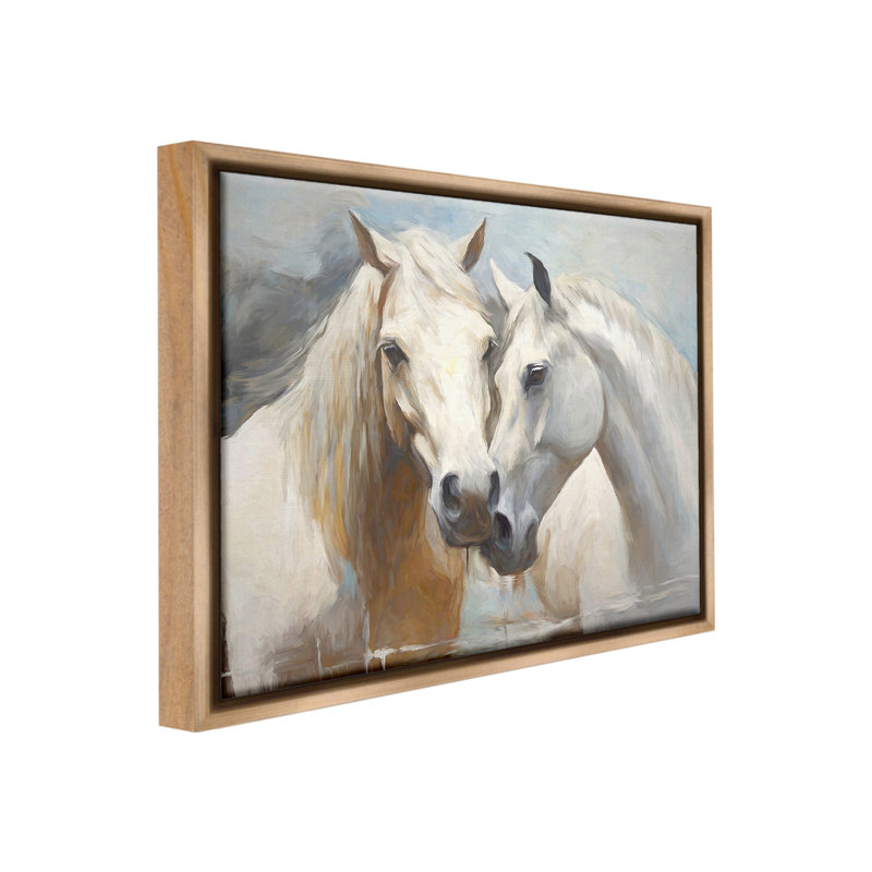 «White Country Horses» par Ramona Murdock sur, Cadre flottant orme Montalcino, H 25 po x l 31 po