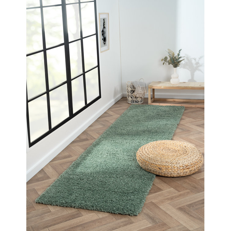 Lush shaggy carpet in green