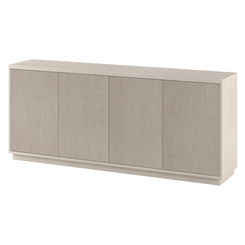 Alston 68" Mid-Century Modern Buffet Table in Alder White with Adjustable Shelves & Cable Management | Fluted Sideboard for Dining Room
