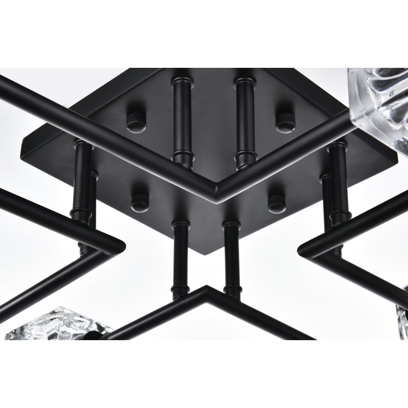 Elick Glass Semi Flush Mount, Black