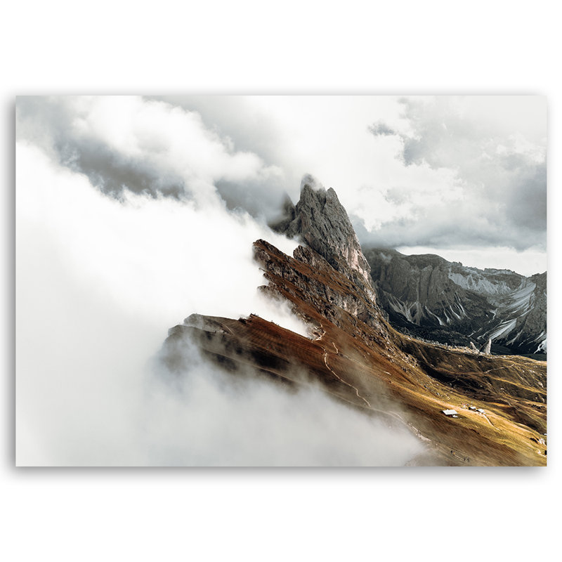 Mural, Mountain Peaks In The Clouds - No Frame Print on Canvas, 80cm H x 120cm W