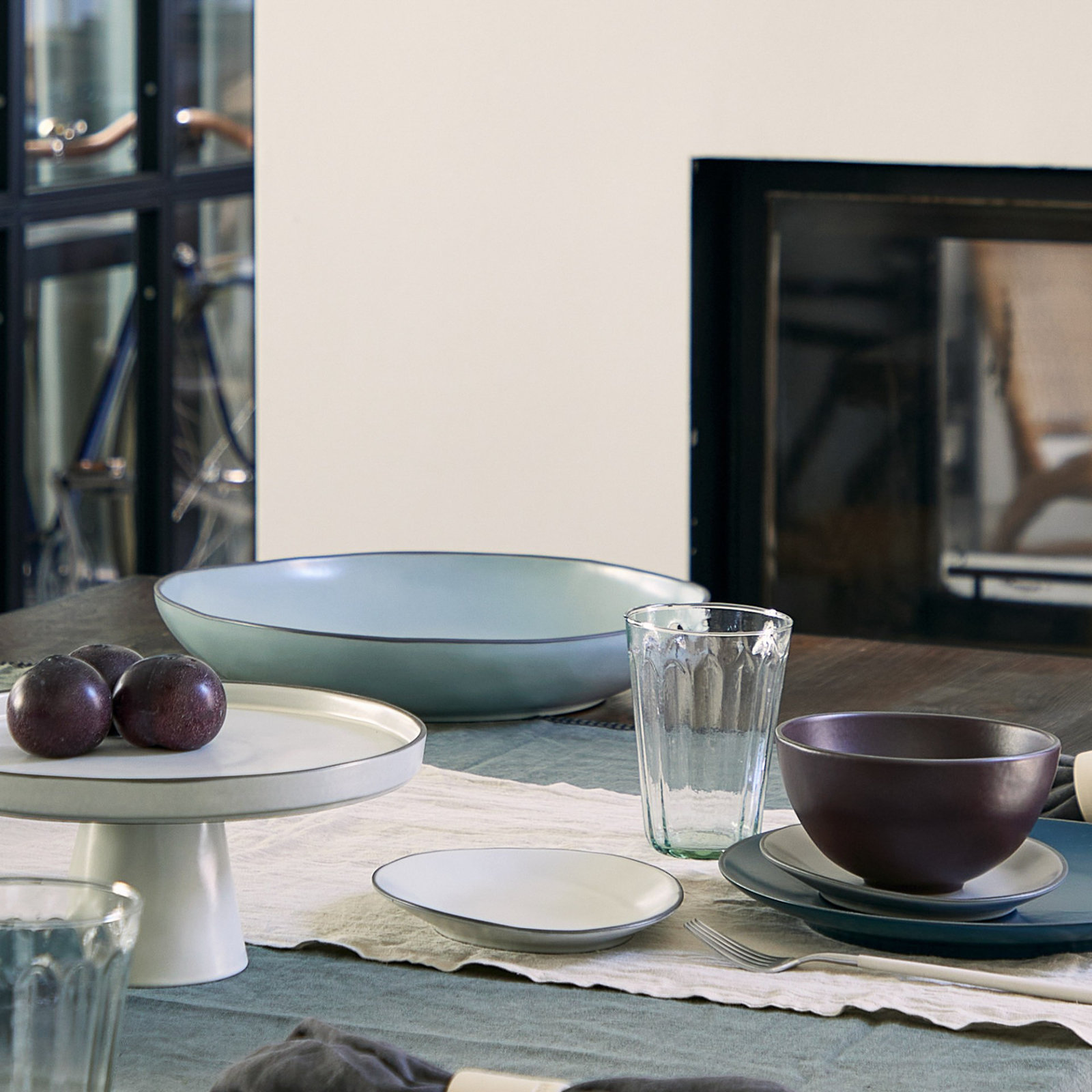 Stacked Organic Serving Bowl, Sky