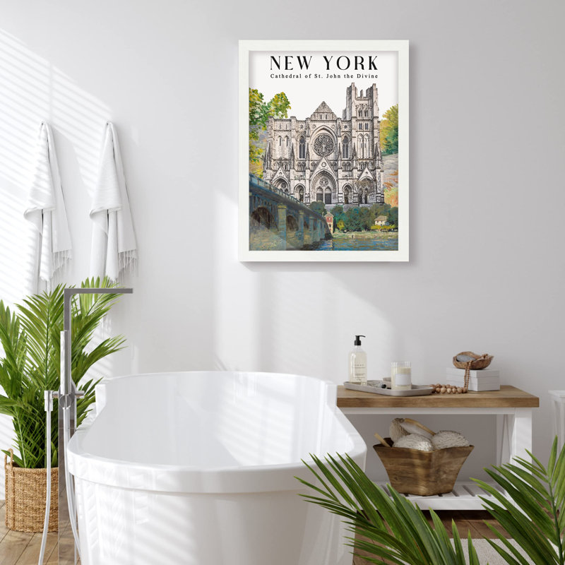 «Cathédrale Saint-Jean le Divin New York» sur papier, Blanc