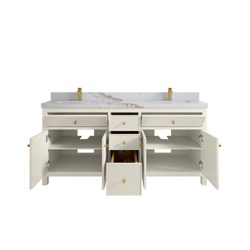 Sonoma X P 22 po De salle de bain double en albâtre Quartz, Or Calacatta