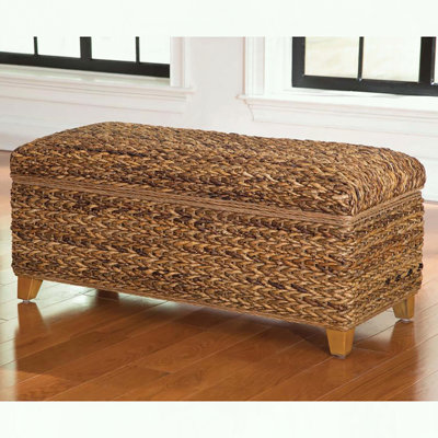 Woven Banana Leaf Storage Trunk with Amber Finish