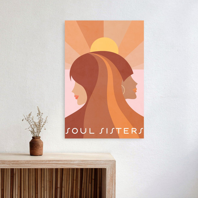 Soul Sisters United, paysage abstrait rétro, nature, affiche murale, 24" H x 16" W