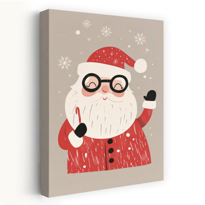 «Cheerful Santa with Candy Cane», impression d'art contemporain contemporain